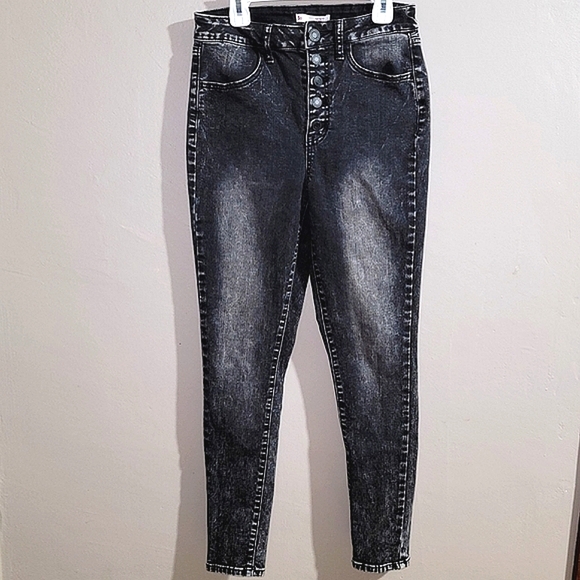 SO EUC Black Acid Wash Super High Rise Stretch Skinny Jean Jeggings - SIZE 4 - Picture 1 of 9
